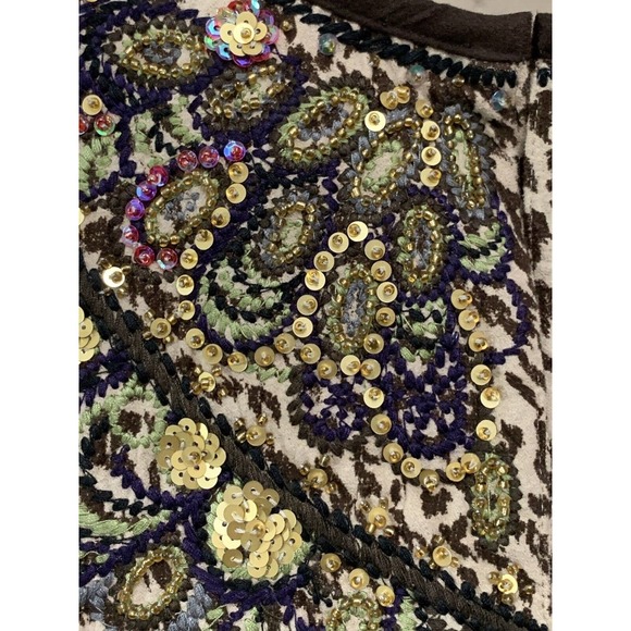 Chico's Women’s Leopard Print Multicolored Sequins Tan Brown Jacket Size 1 - Picture 4 of 12